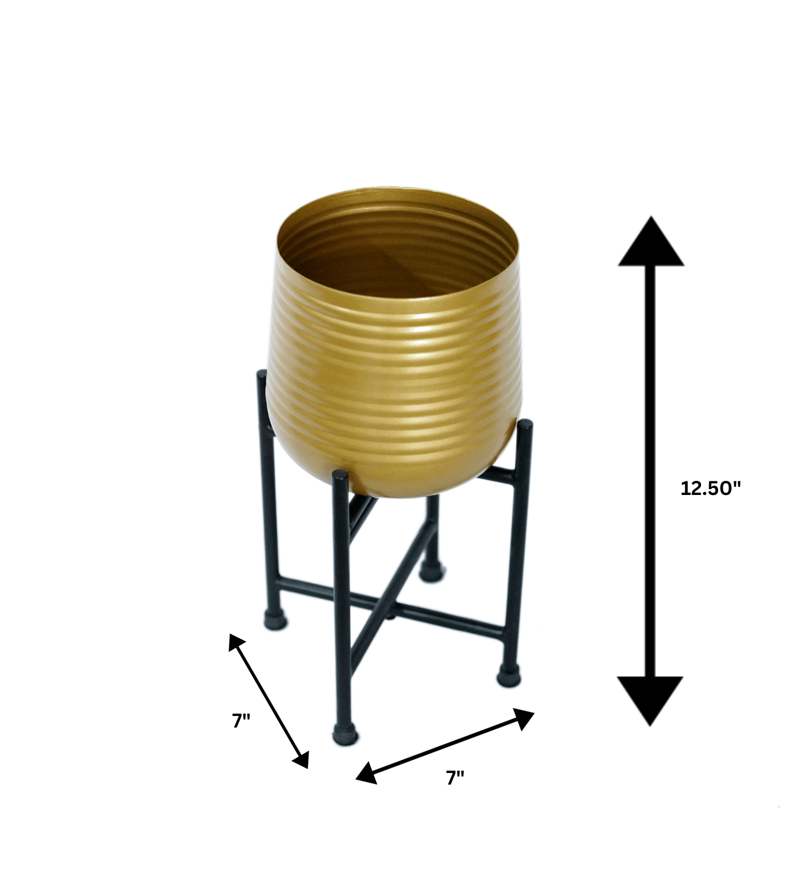 Gold Metal Floor Planter with Stand | Planters for Living Room, Bedroom,Lobby