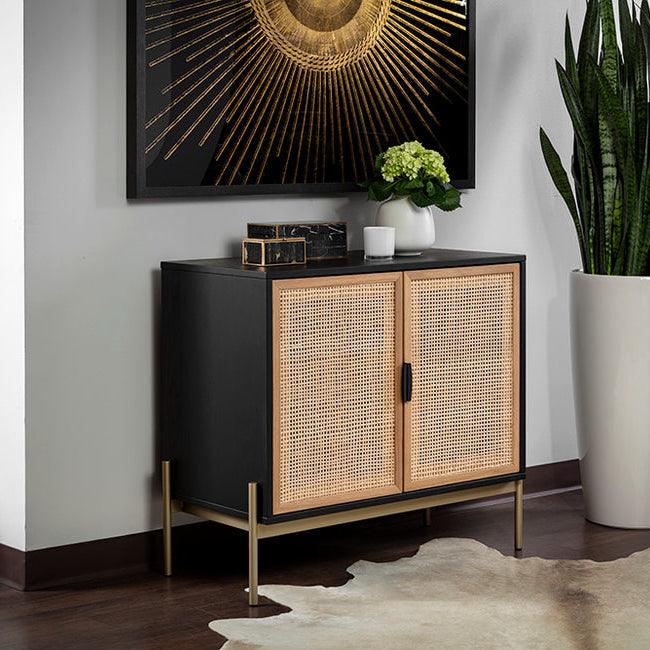 Rattan Cabinet |  Mango Wood & Natural Canvas