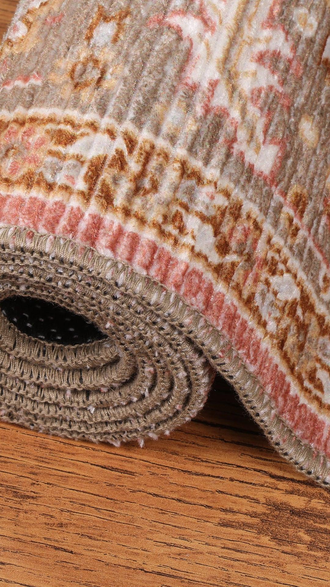 Traditional Rug in a Bag-Washable Indoor/Outdoor Carpet for Bedroom/Living Area/Home-Anti Slip Backing, Polyester Self Backing for Longevity-Foldable & Easy to Store (Rectangle)