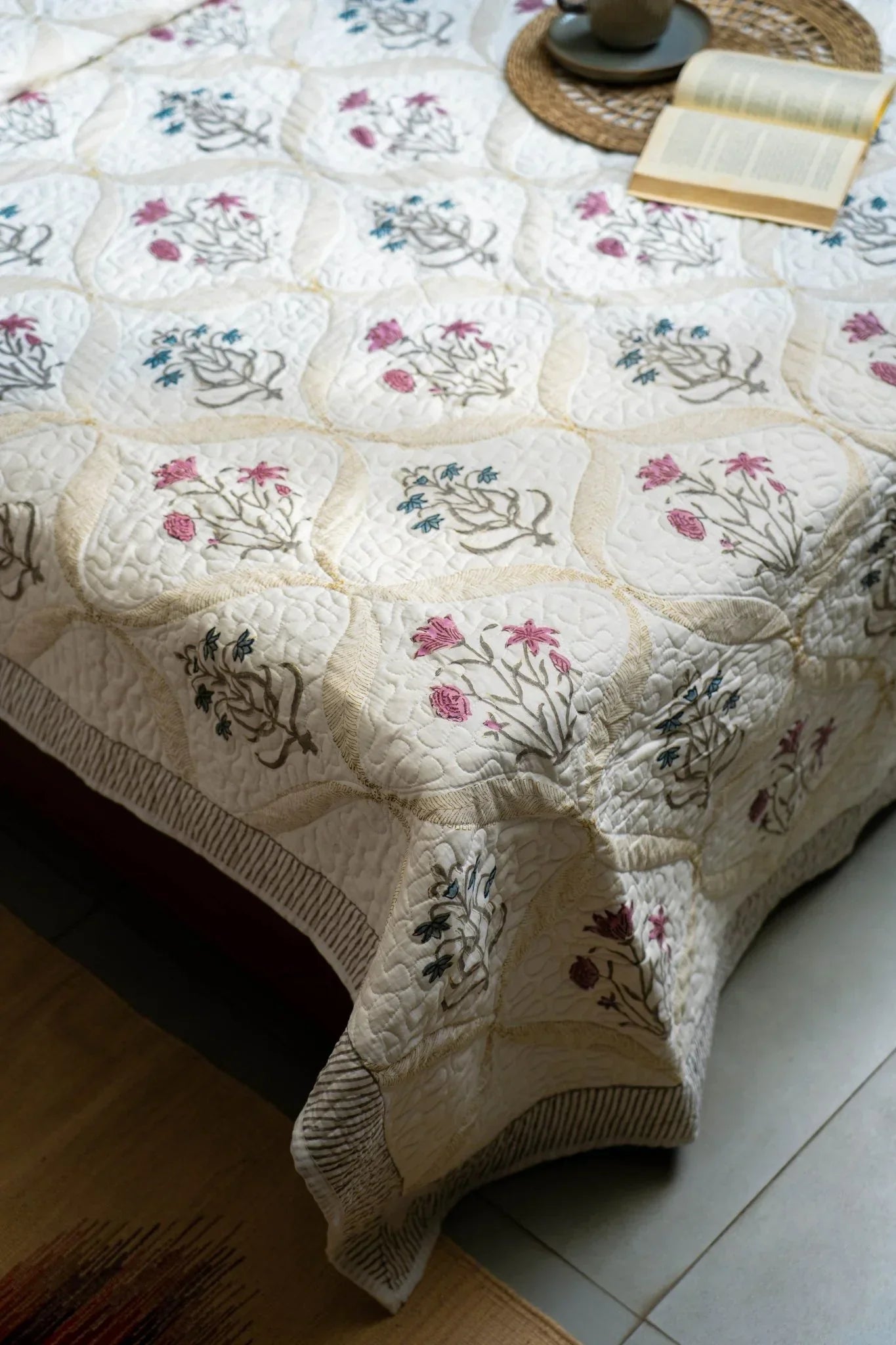 Phoolkari Quilted Bed Cover