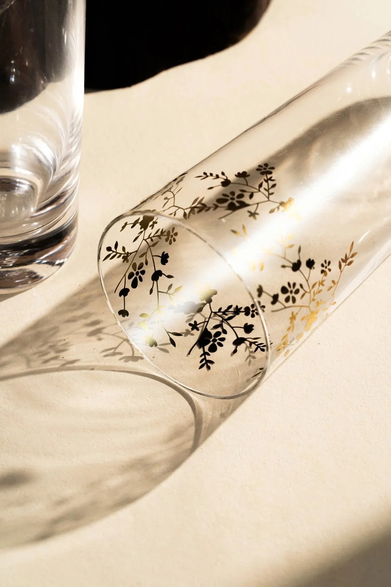 Luxe Golden Etched Water Glasses - Premium 6-Piece Set