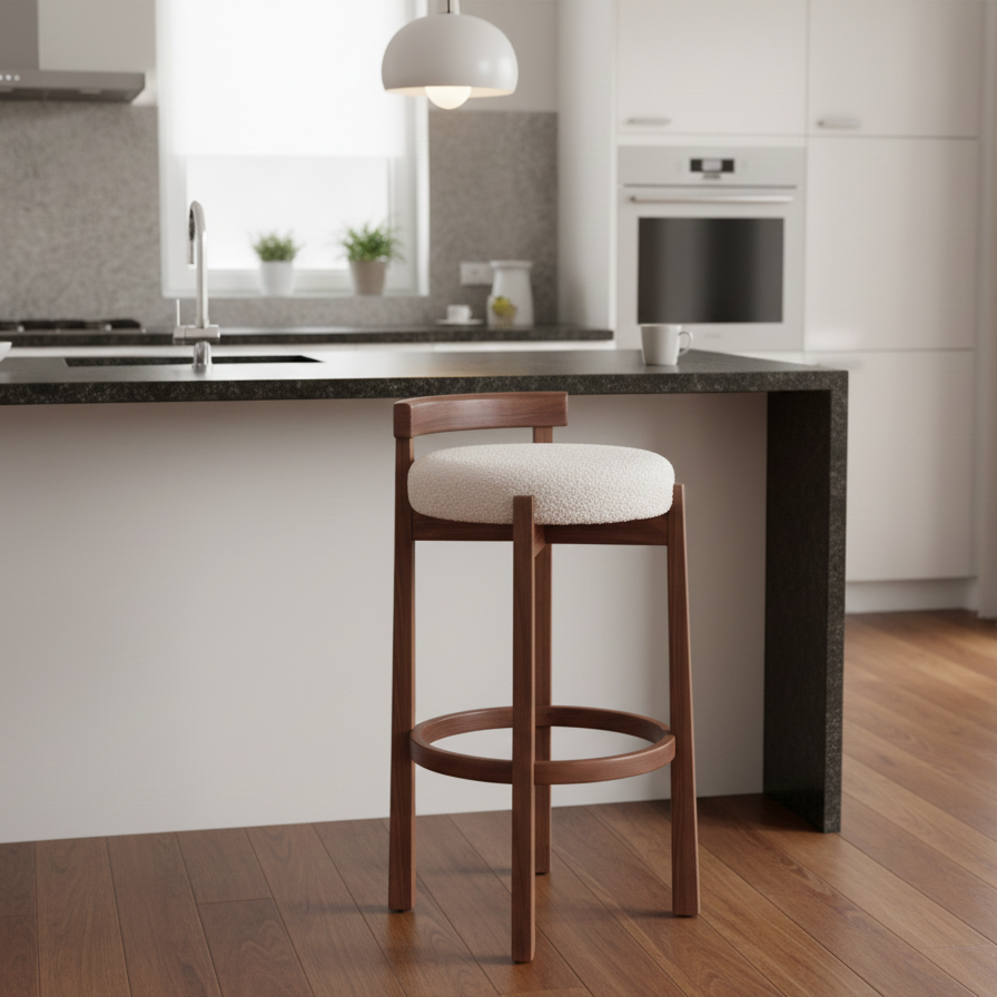 Cirica Barstool | Acacia Wood, Upholstery