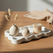 Concrete Scalloped Tray | Decorative White Organizer Tray for Home Décor & Serving