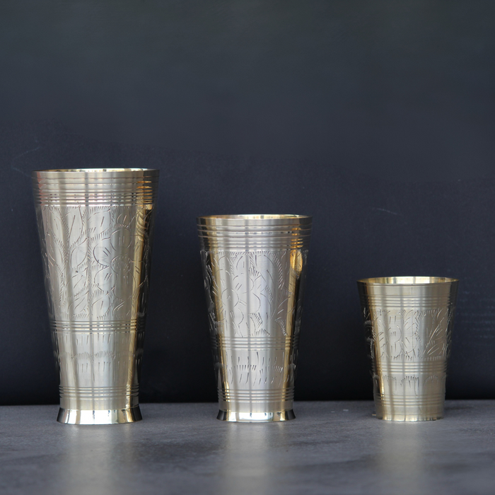 Golden Brass Drinking Glass for Dining | Premium Drinkware for Serving Water