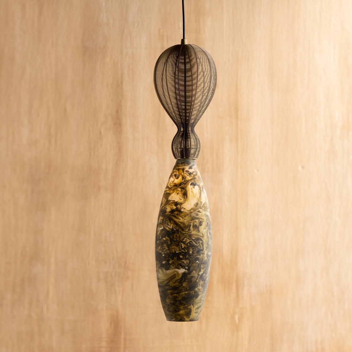 Bella Green Oval Hanging Light Lamp | Decorative Wooden Pendant Light | Ceiling Hanging Lights for Living Room