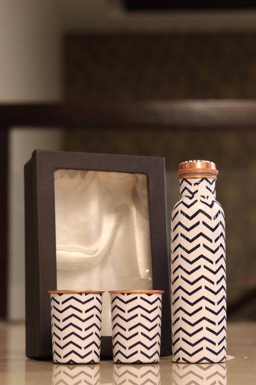 Printed Copper Bottle Set & Tamba Bottle Set for Drinking | Stylish Office Carrying Bottles