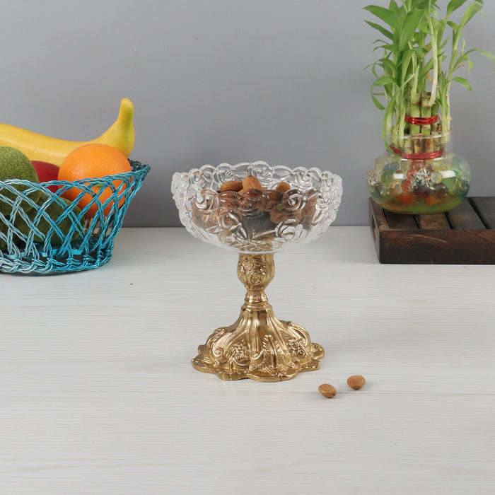 Flower Aristrocrat'S Glass Bowl (Gold)