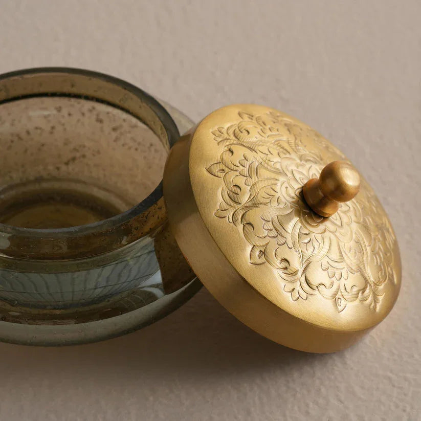 Arka Box | Brass antique on Metal and Smokey Luster on glass