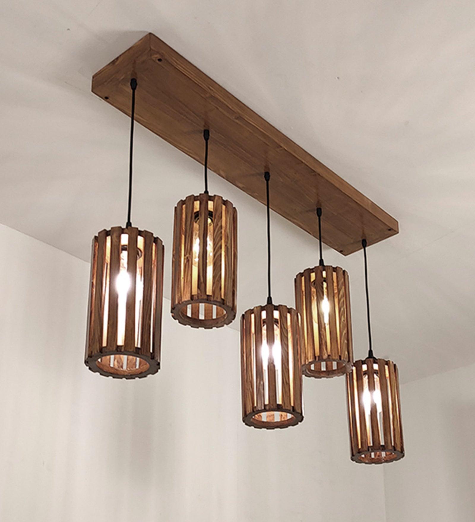 Casa Wooden 5 Series Hanging Light for Home Decor | Pendant Lamp
