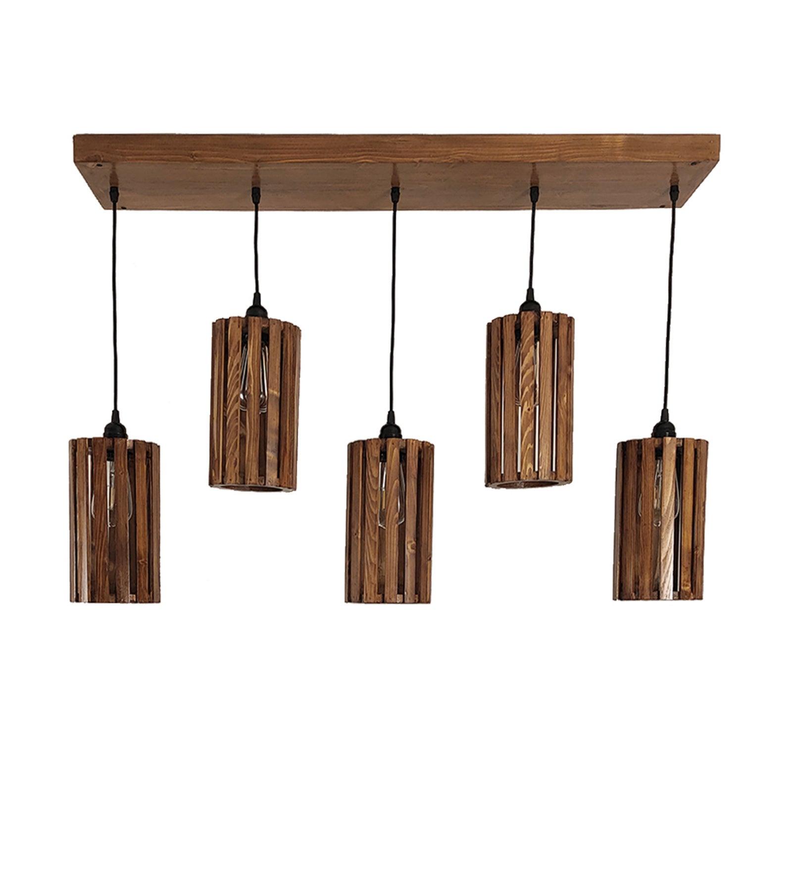 Casa Wooden 5 Series Hanging Light for Home Decor | Pendant Lamp