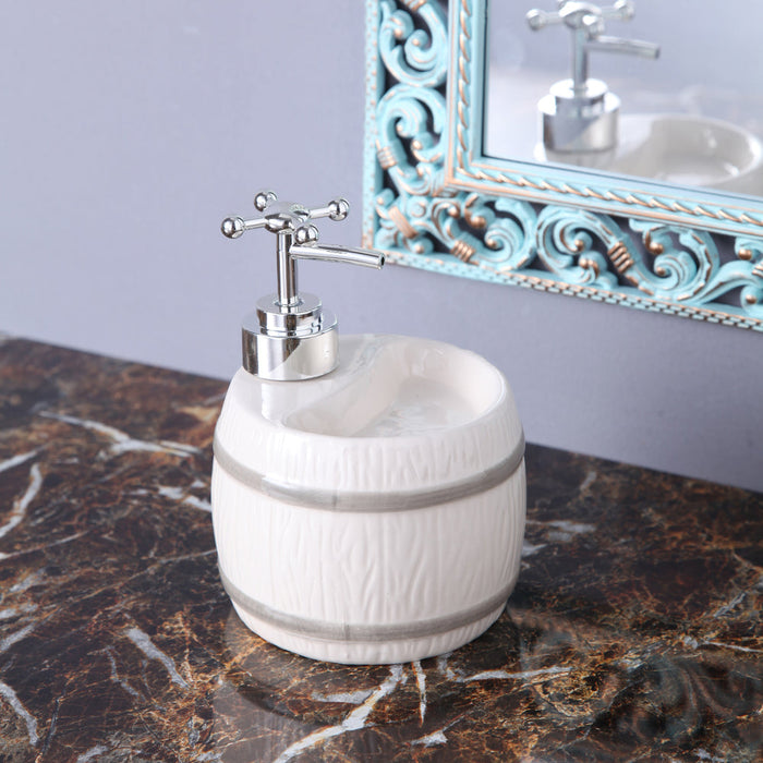 Barrel Soap Dispenser | Decorative Ceramic Pump Dispenser