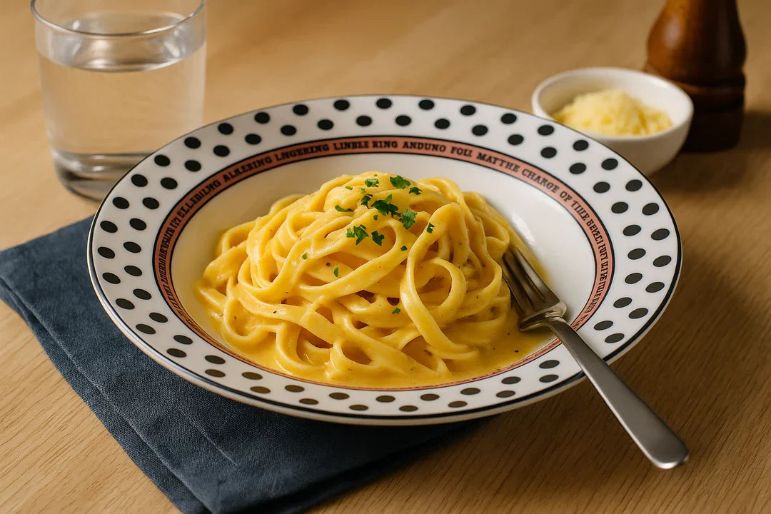 Polka Dot Ceramic Pasta Bowl – White with Black Dots