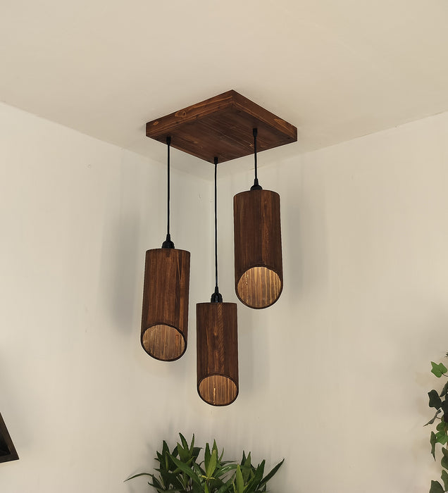 Cedar Brown Cluster Hanging Light & Pendant for Dining | Ceiling Lamp