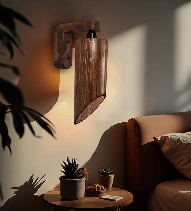 Cedar Brown Wooden Wall Light | Lamp For Wall Decor