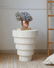 White Circular Side Table for Living Room | Modern Round Table