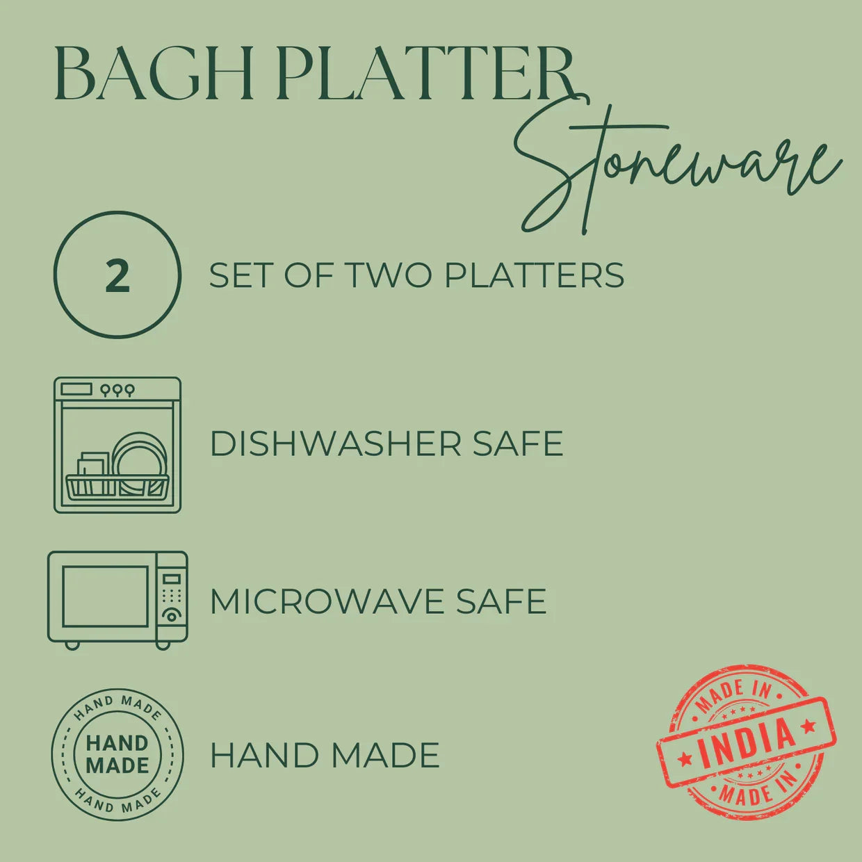 Bagh Platters with Tong Set of 2 | Serving Tongs & Stylish Platters