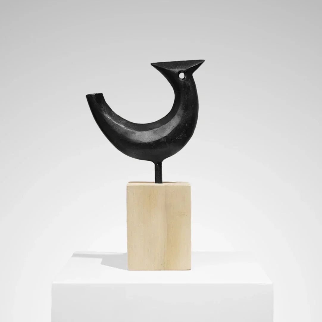 Shadow Perch - Abstract Metal & Wood Bird Figurine