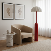 Poppins Floor Lamp | Cherry Red Modern Designer Standing Lamp with Fabric Shade