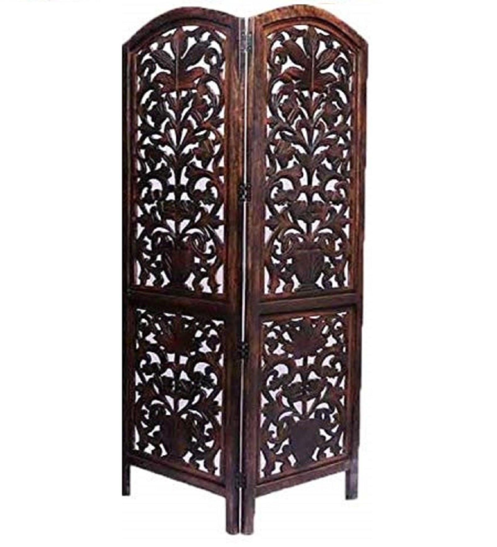 Furniture Room Divider with Folding Mango Wood & MDF Jali