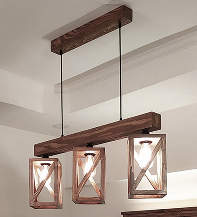 Symmetric Wooden 3 Series Hanging Lamp