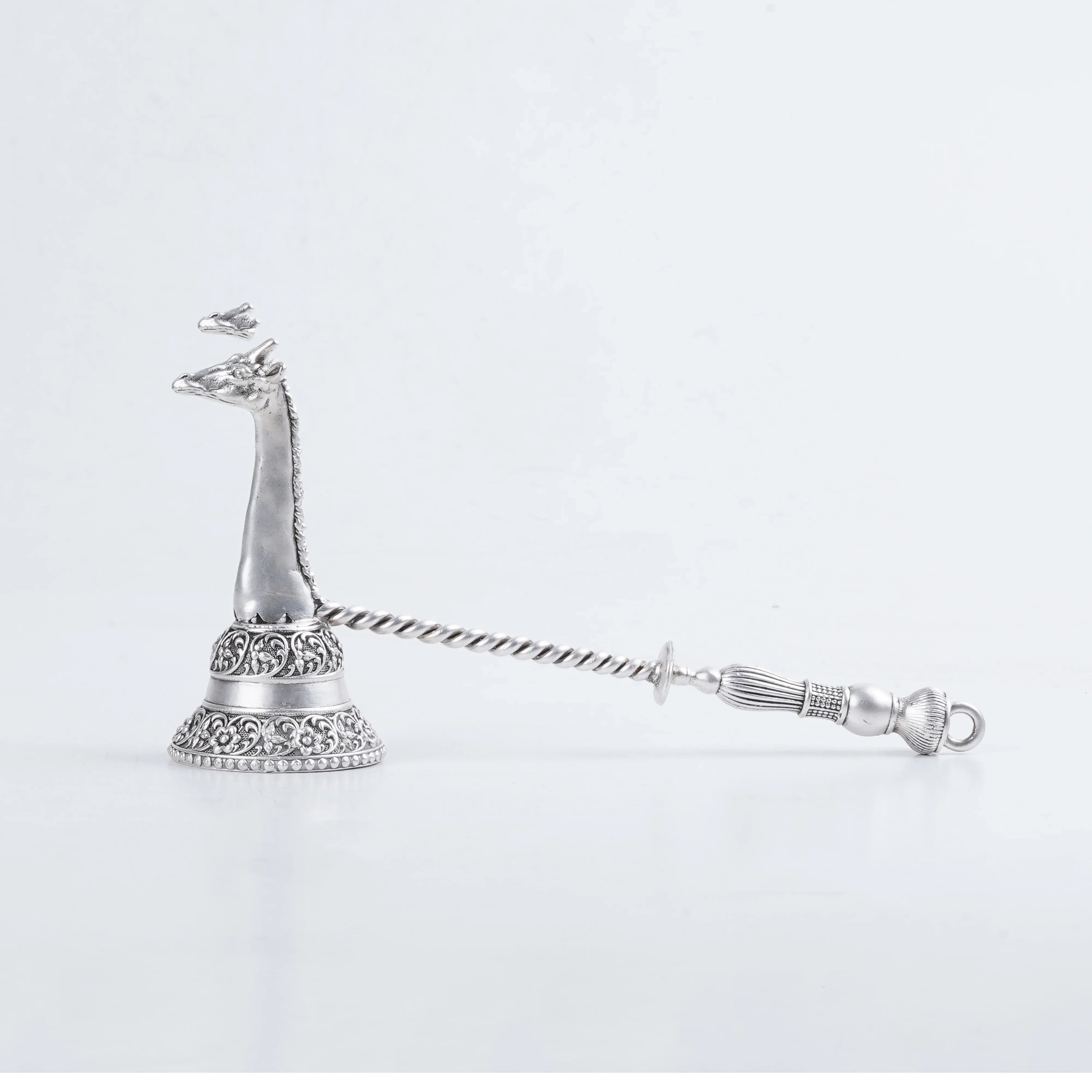 Pure Silver Plated Brass Giraffe Candle Snuffer Gift Set In Luxury Velvet Box