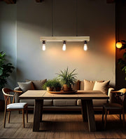 Tavern Beige Wooden 3 Series Hanging Lamp