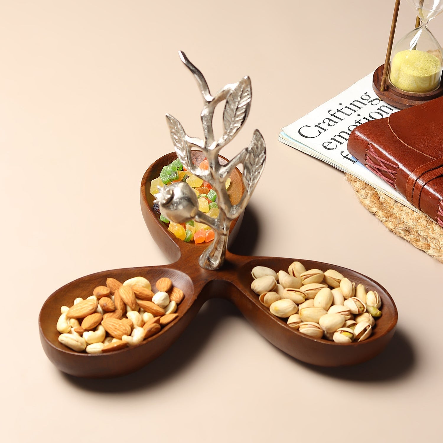 Pomegranate Triple Bowl Platter