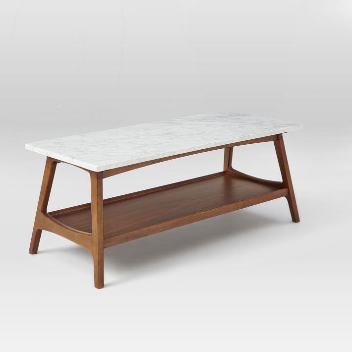 Marbi Tappa Coffee Table | Natural Marble Stone and Wood Colour Walnut