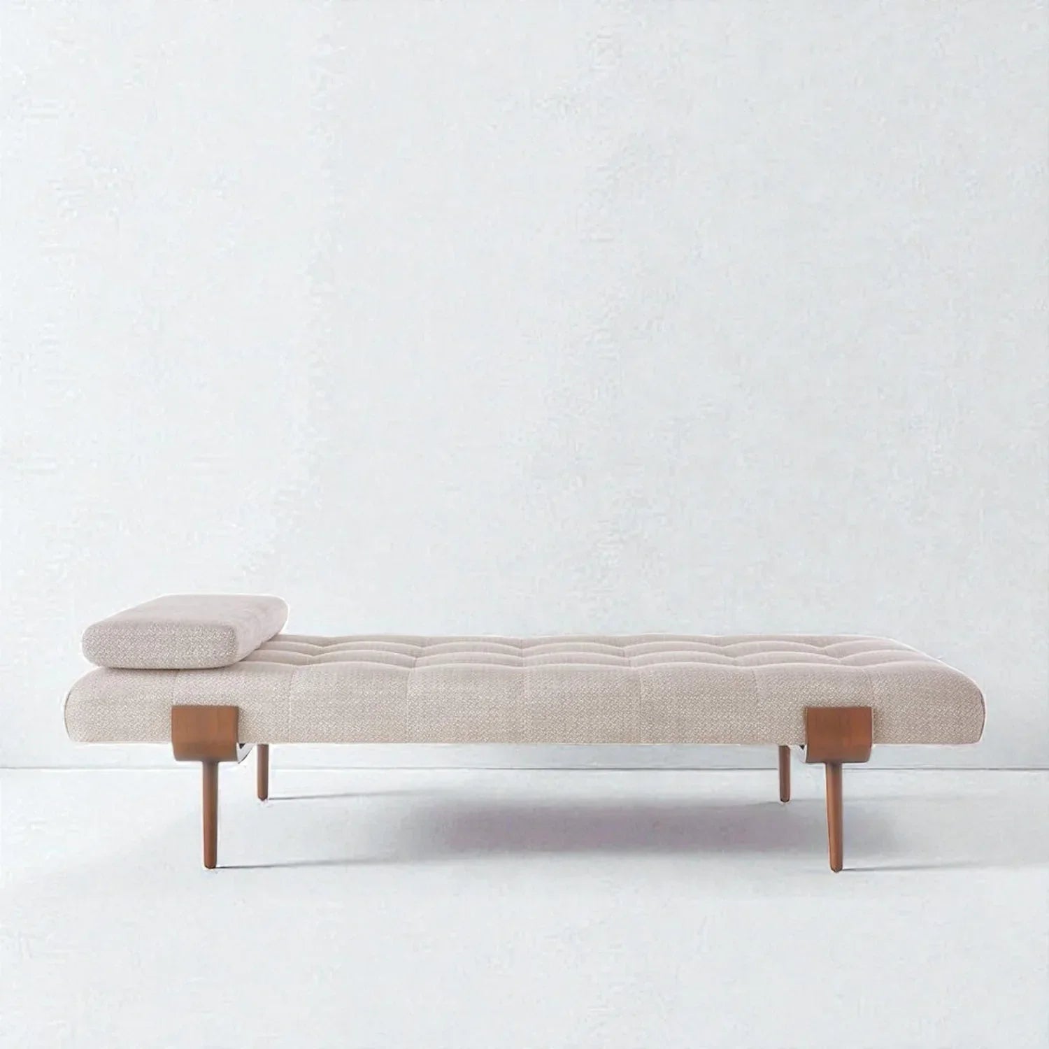 Alderic Solid Teak Wood & Fabric Upholstery Daybed/Chaise
