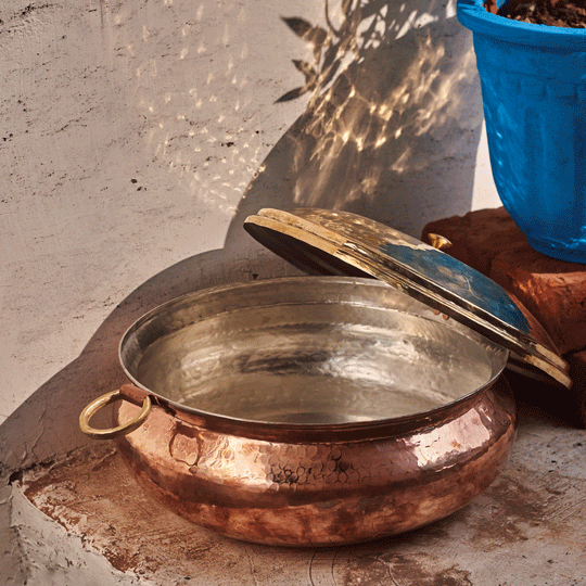 Copper Hammered Lagan | Tamba Kadhai for Cooking