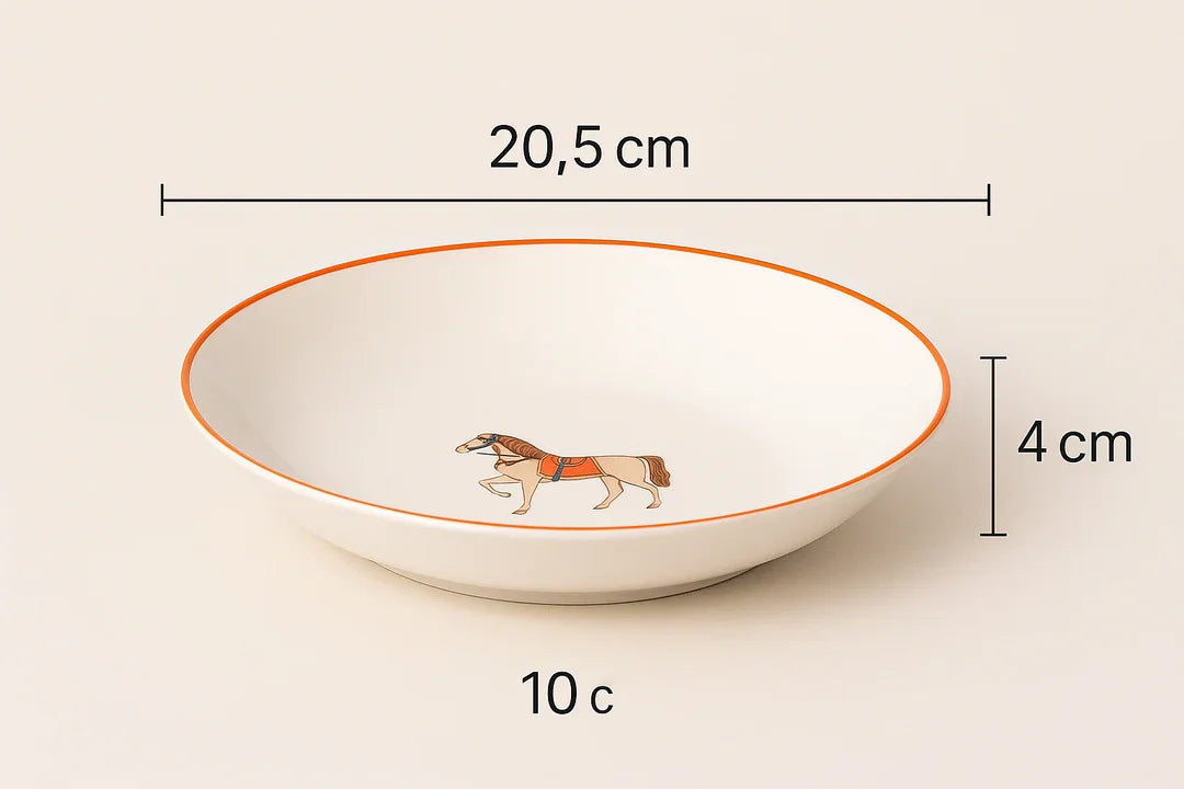 Fine Ceramics Bowl Set with Horse Design