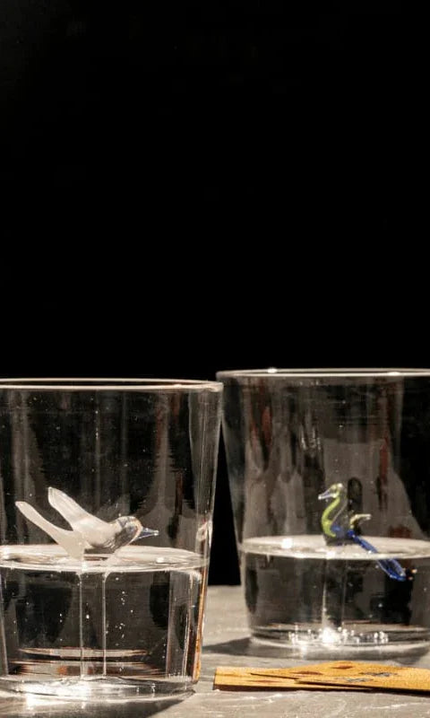 Jade Glass Ware with Designed Peacock Inside | Unique Drinking Glass