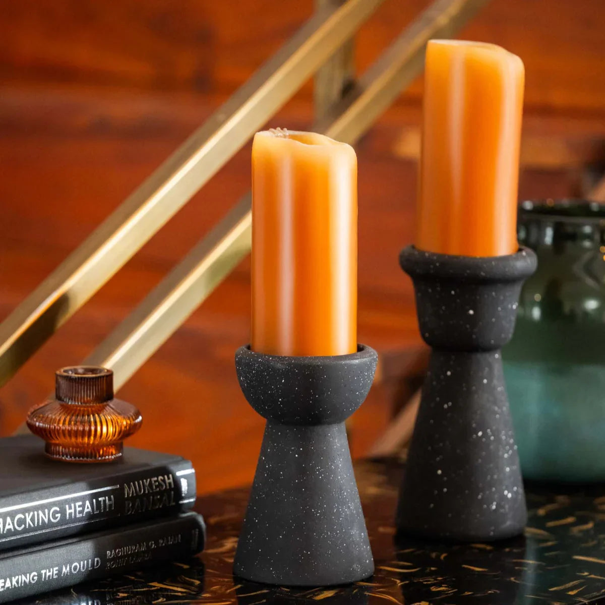 Statara Black Candle Holder Set of 2