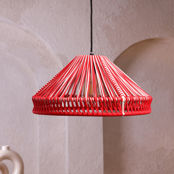 Rouge Radiance Red And Natural Rope Pendant Lamp