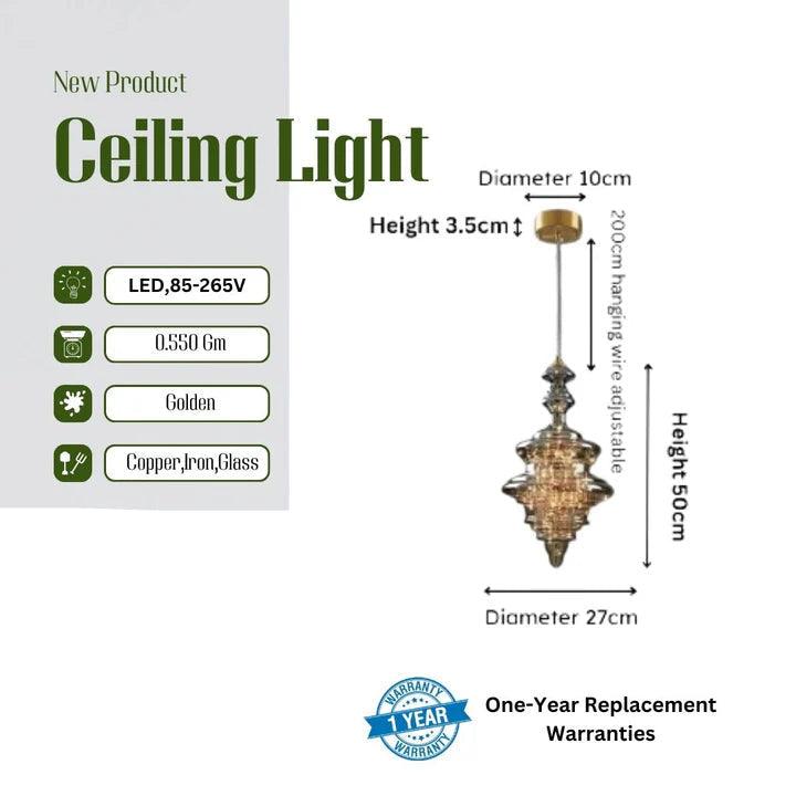 Led Modern Chandelier Lamp, All Copper Light Elegant Crystal Luxury Chandelier For Living Room, Gold And Clear Glass