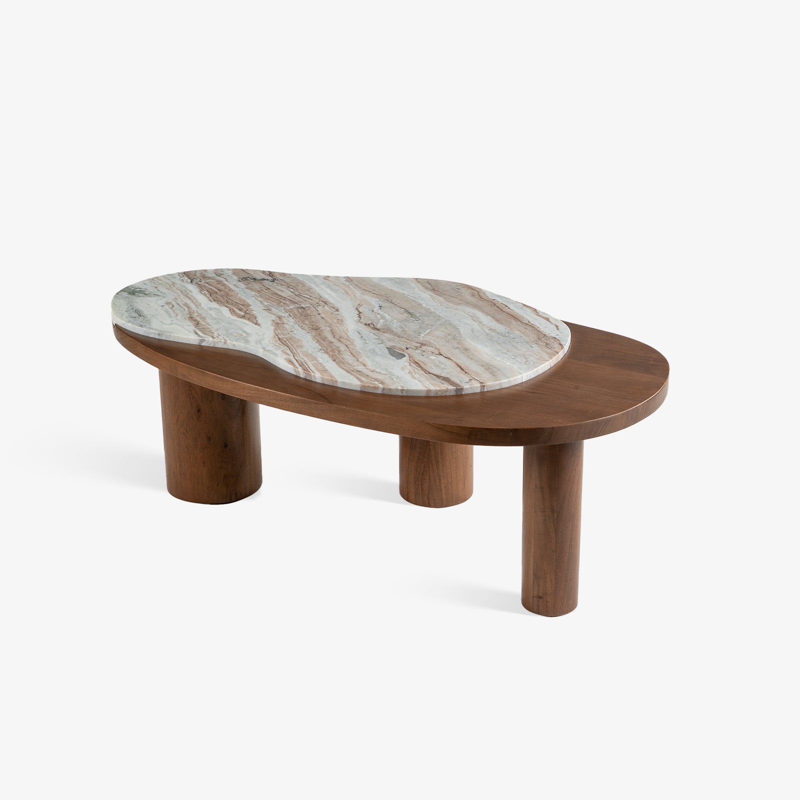 Aura Marble Coffee Table | Toronto Marble & Acacia Wood Center Table for Living Room