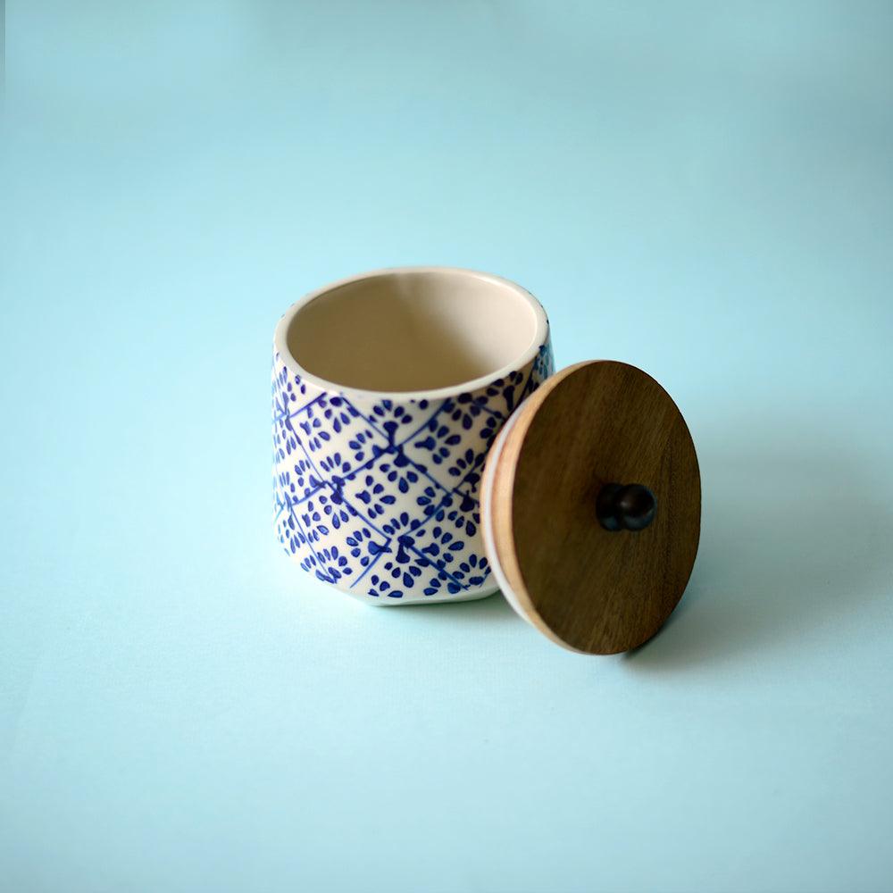 Blue Blocks Ceramic Storage Jar