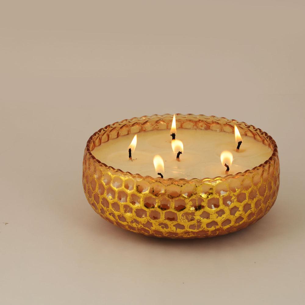 Honey Comb Gold Foiled-Flat Bowl