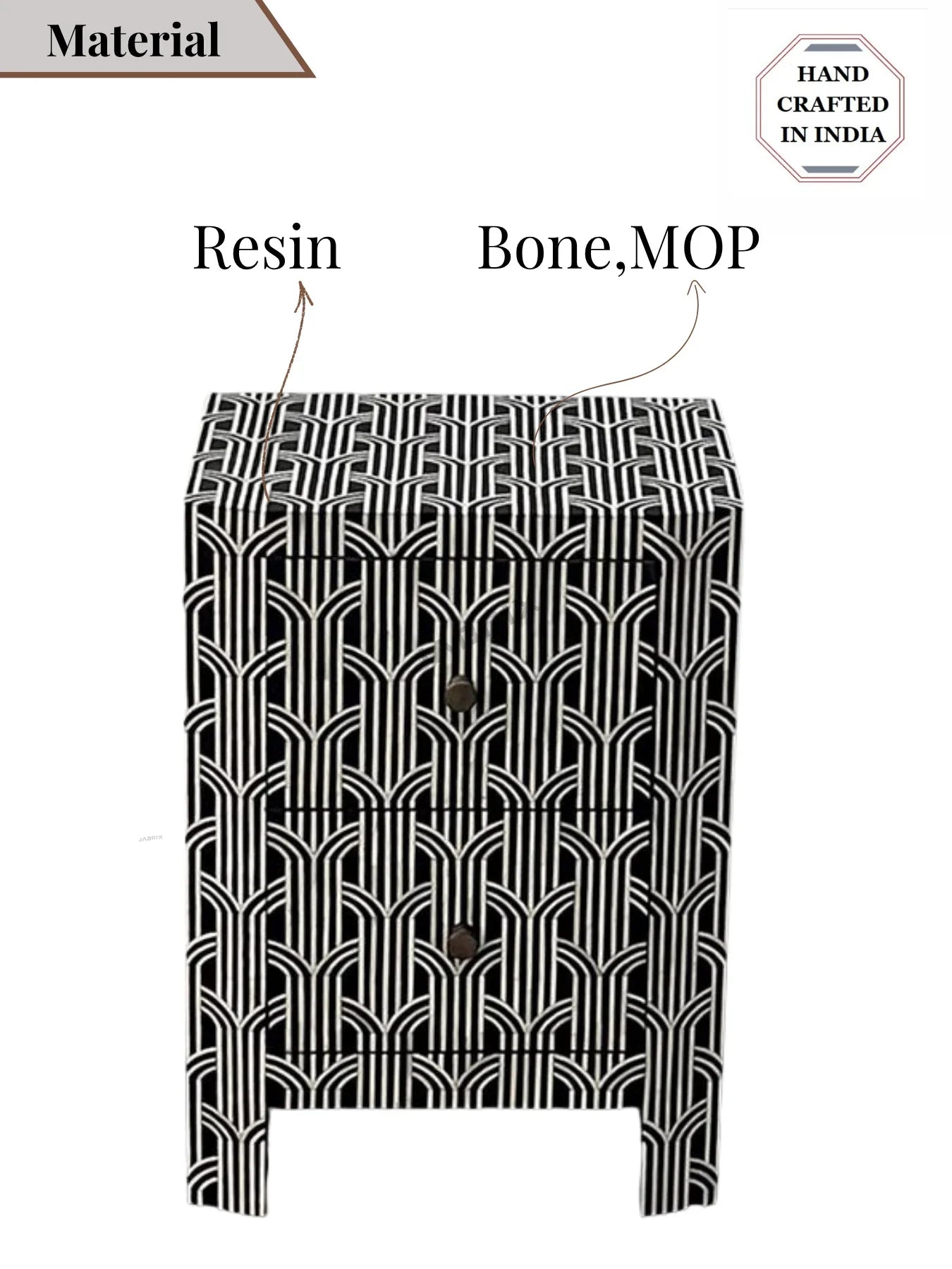 Inlay Bedside Table -Hornbill