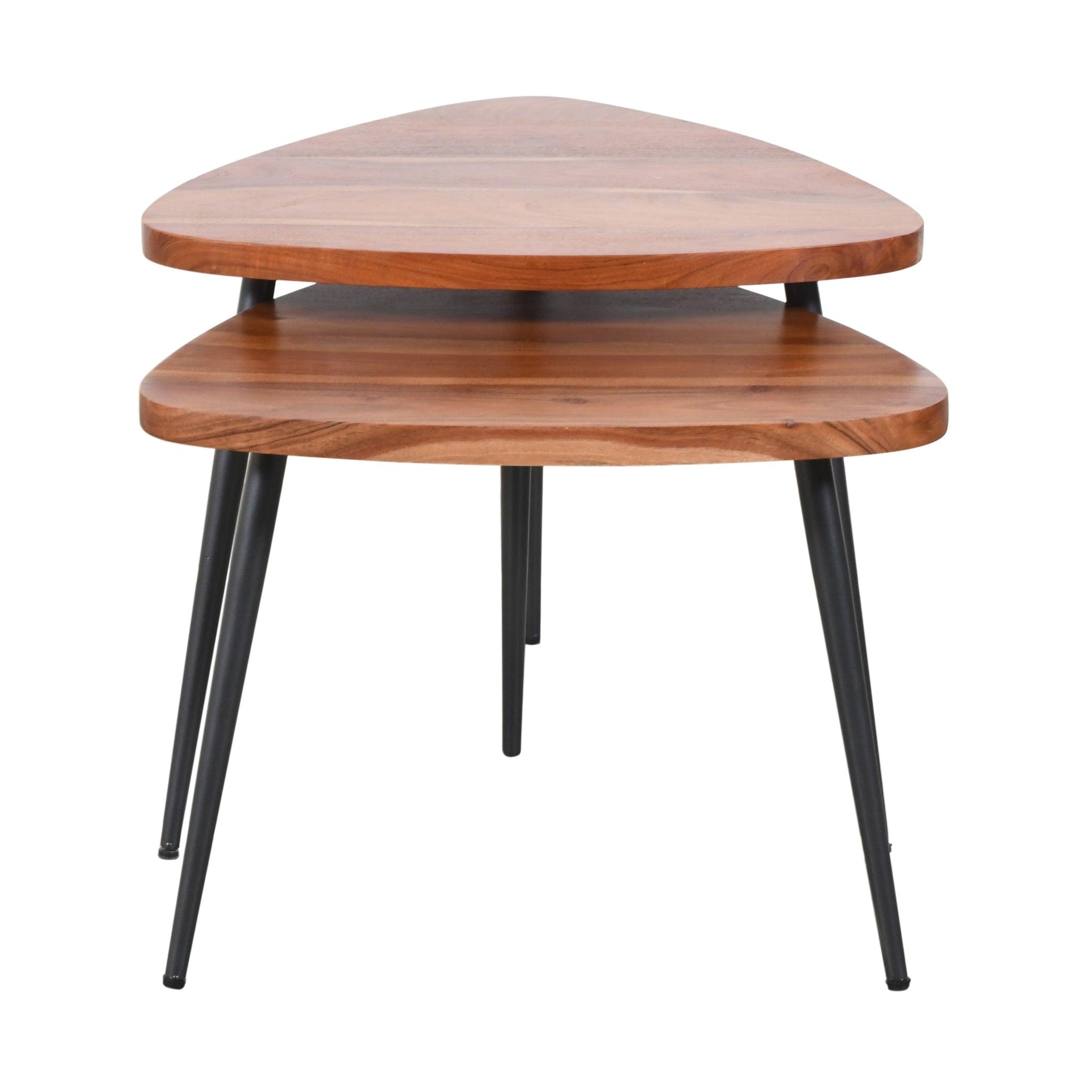 Orion Set of 2 Nesting Table | Acacia Wood Nest of Table  | Wooden Tea Table