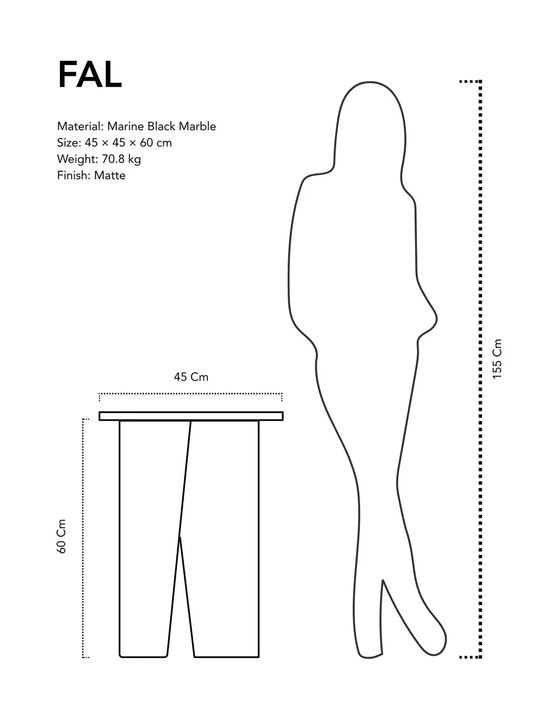 Fal - Marine Black Marble | Side Table
