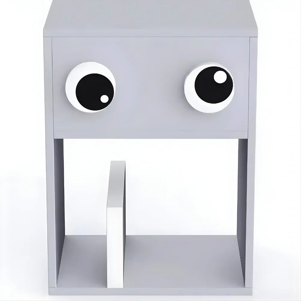 Cute Design Eye Look Kids Bedside Table with 2 Racks & 1 Drawer