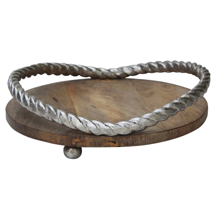 Metal Round Rope Wooden Tray | Serving Platter