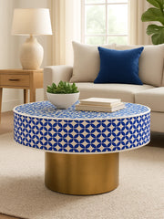 Inlay Round Coffee Table-Moroccan