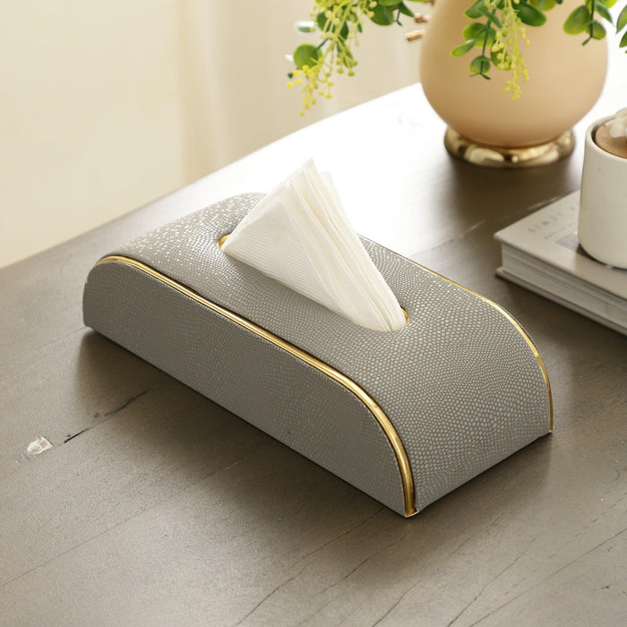 Sleek Slant Leather Napkin Box | Tissue Paper Holder