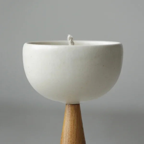 Urban Tweeter Oil Lamp | Handcrafted Decorative Stoneware & Wooden Oil Lamp for Home Decor