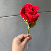 Crochet Red Rose Flower Bud - Red / Single