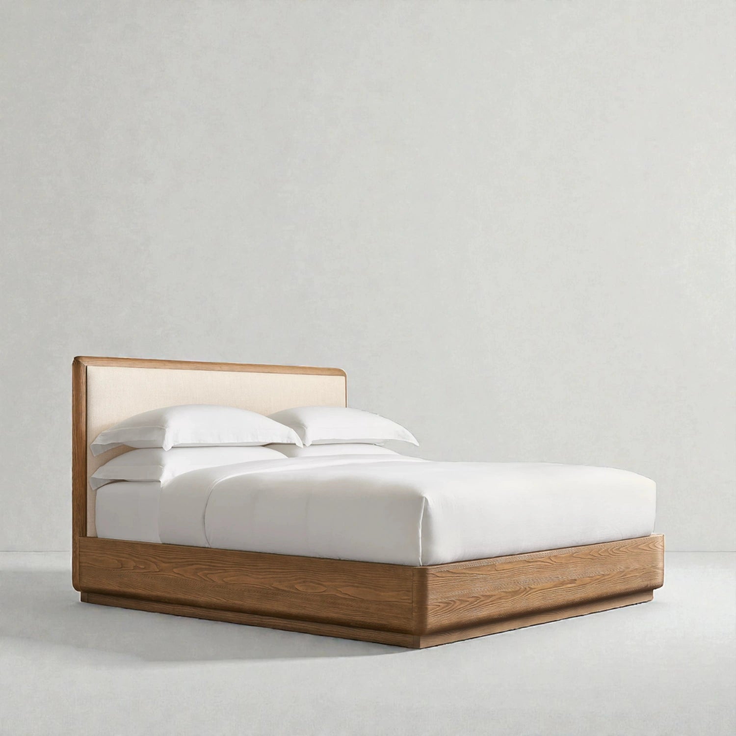 Cairo Solid Ash Wood And Fabric Upholstered King Size Bed