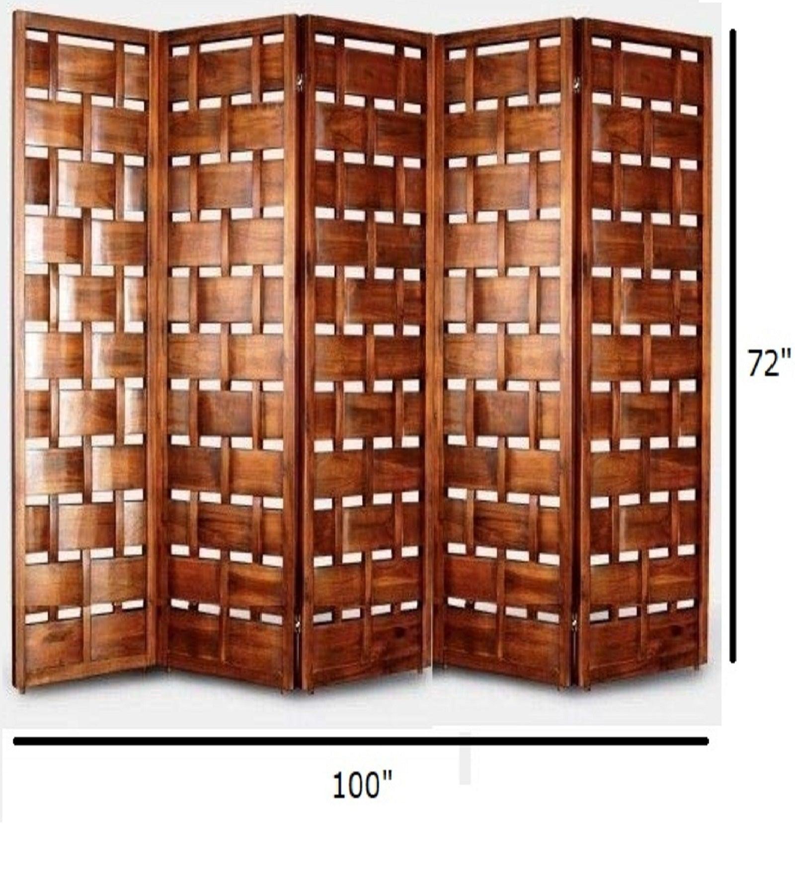 Wooden Room Divider with Mango Frame and MDF Jali Panels