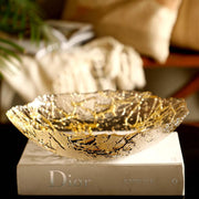 Flavia Designer Gold Decorative Serving Bowl | Glass Bowl for Dining & Home Décor